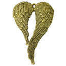 Spread Angel Wings Charm in Antique Gold Pewter Extra Large