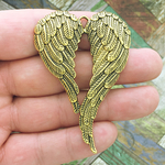 Spread Angel Wings Charm Pendant in Antique Gold Pewter