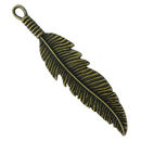 Large Feather Charm Pendant in Antique Bronze Pewter