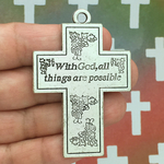 Cross Pendant with Prayer in Silver Pewter