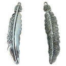 Extra Large Feather Pendant in Antique Silver Pewter