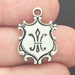 Shield Fleur de Lis Charms for Jewelry Making Silver Pewter