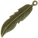 Indian Feather Charm Pendant in Bronze Pewter 