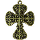 Ornate Bronze Cross Pendant in Pewter