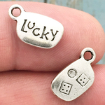 Lucky Dice Charm Silver Pewter