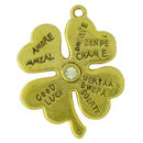 Good Luck Charm Gold Pewter Shamrock Charm with Crystal