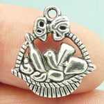 Picnic Basket Charm in Silver Pewter