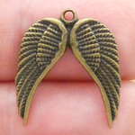 Spread Angel Wings Charms Wholesale in Bronze Pewter Small