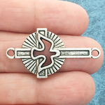 Bracelet Connector with the Holy Spirit in Silver Pewter Holy Ghost on Cross