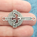 Cross Bracelet Connector with Holy Spirit in Silver Pewter