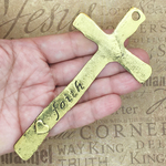 Believe and Faith Cross Bookmark in Gold Pewter Double Sided Large