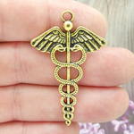 Caduceus Symbol Pendants Bulk Gold Pewter