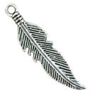 Silver Feather Charm Tiny in Pewter