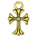 Gold Cross Charm in Pewter