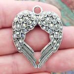 Spread Silver Angel Wings Pendant with AB Crystals