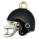 Black Football Helmet Charm in Silver Pewter