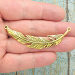 Gold Feather Connector in Pewter