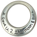 I Love you to Moon and Back Charm with Open Circle in Silver Pewter
