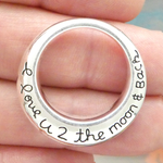 I Love you to Moon and Back Charm with Open Circle in Silver Pewter