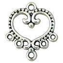 Silver Open Heart Charm with 5 Loops in Pewter