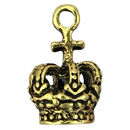 Gold Crown Charm with Cross in Pewter 3D Charm