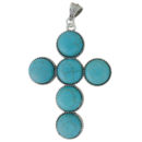 Turquoise Cross Pendant with Rope Accent Extra Large in Silver Pewter
