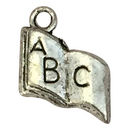 Open ABC Book Charm in Silver Pewter 