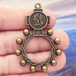 Rosary Rings Bulk with St Michael and Guardian Angel in Bronze Pewter