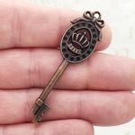 Key Charms Bulk with Crown in Copper Pewter