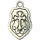 Silver Shield with Cross Charm in Pewter