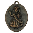 Oval Copper Quinceanera Charm in Pewter