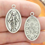 Miraculous Medal of Our Lady of Graces in Silver Pewter