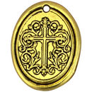 Oval Medallion Gold Cross Pendant in Pewter