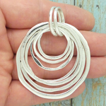 Hammered Silver Circle Pendant Necklace in Pewter