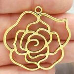 Cutout Gold Rose Pendants Wholesale in Pewter