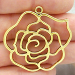 Cutout Gold Rose Pendants Wholesale in Pewter