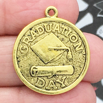 Gold Graduation Charms Wholesale with Graduation Cap and Diploma in Pewter 