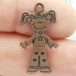 Little Girl Charm Pendant in Copper Pewter