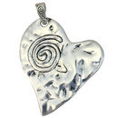 Silver Hammered Heart Pendant with Spiral in Pewter