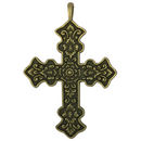 Bronze Orthodox Cross Pendant with Floral Design in Pewter 