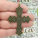 Bronze Orthodox Cross Pendants Bulk in Pewter