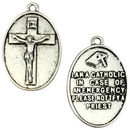 Silver I am Catholic Call a Priest Medal with Crucifix