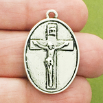 I am a Catholic Please Call a Priest Medal with Crucifix in Silver Pewter