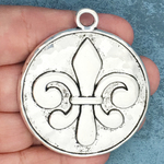 Hammered Silver Fleur De Lis Pendants Bulk in Pewter
