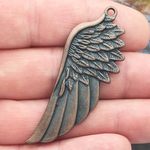 Angel Wing Charm Large in Antique Copper Pewter