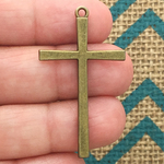 Simple Bronze Cross Pendant in Pewter