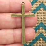Simple Bronze Cross Pendant in Pewter