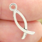 Ichthus Fish Symbol Charms Wholesale in Silver Pewter