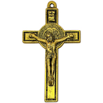 St Benedict Crucifix Pendant Gold Pewter