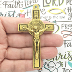 St Benedict Crucifix Pendant Gold Pewter